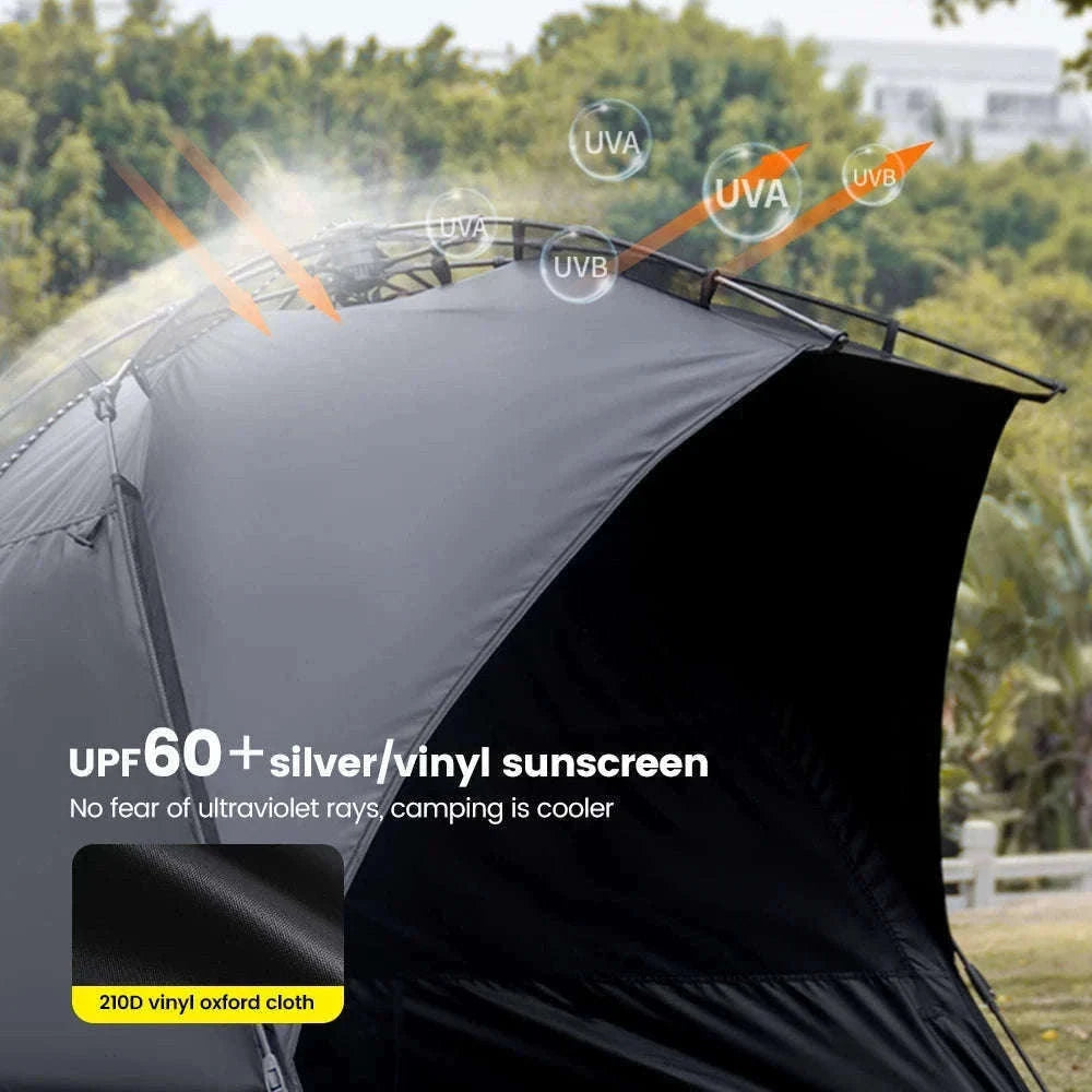 Outdoor 3-4 Person One-Touch Pop Up Camping Tent-Silver Coated Black