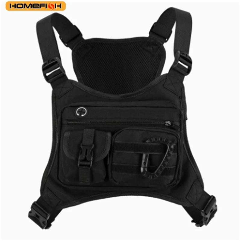 Outdoor Chest Bag Tactical Vest for Running, Cycling & EDC Carry-Black / China Mainland