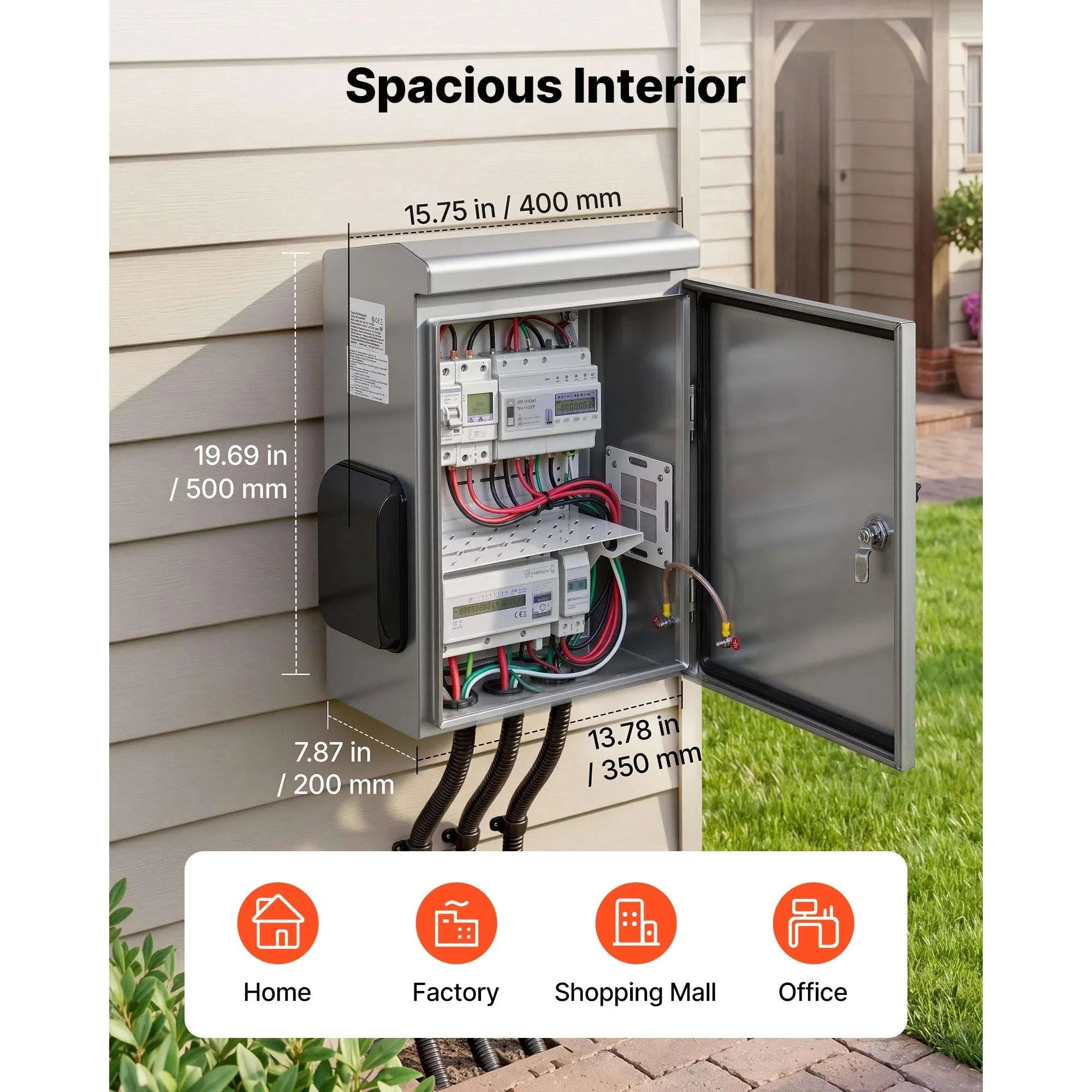 Outdoor Electrical Enclosure Box 20x16x8 Stainless Steel IP65 Ventilated Cabinet-350x200x500 mm / United States
