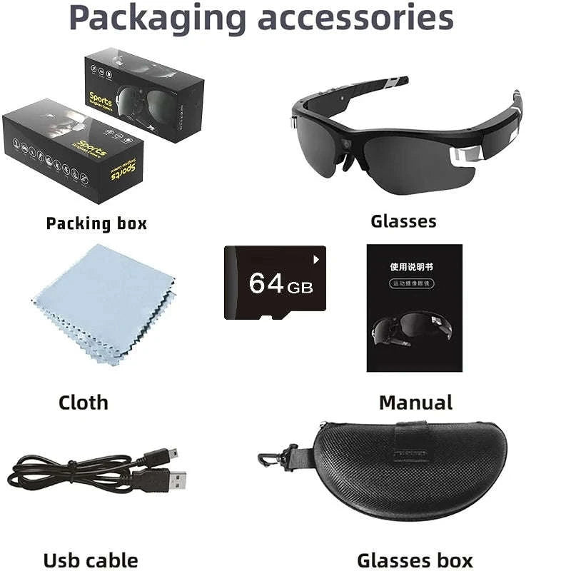 Outdoor FPV Camera Sunglasses with 1080P Action Recording-VG32