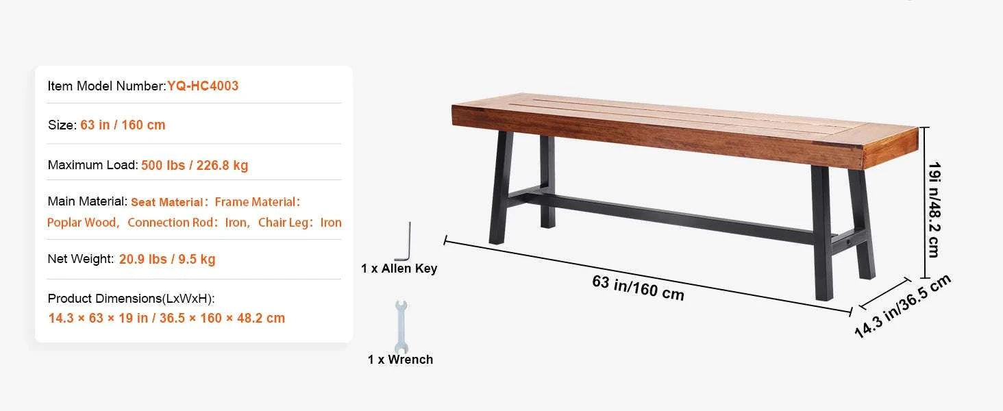 Outdoor Garden Bench with Backrest 480 lb Capacity Patio Seating-Metal C 127cm / france