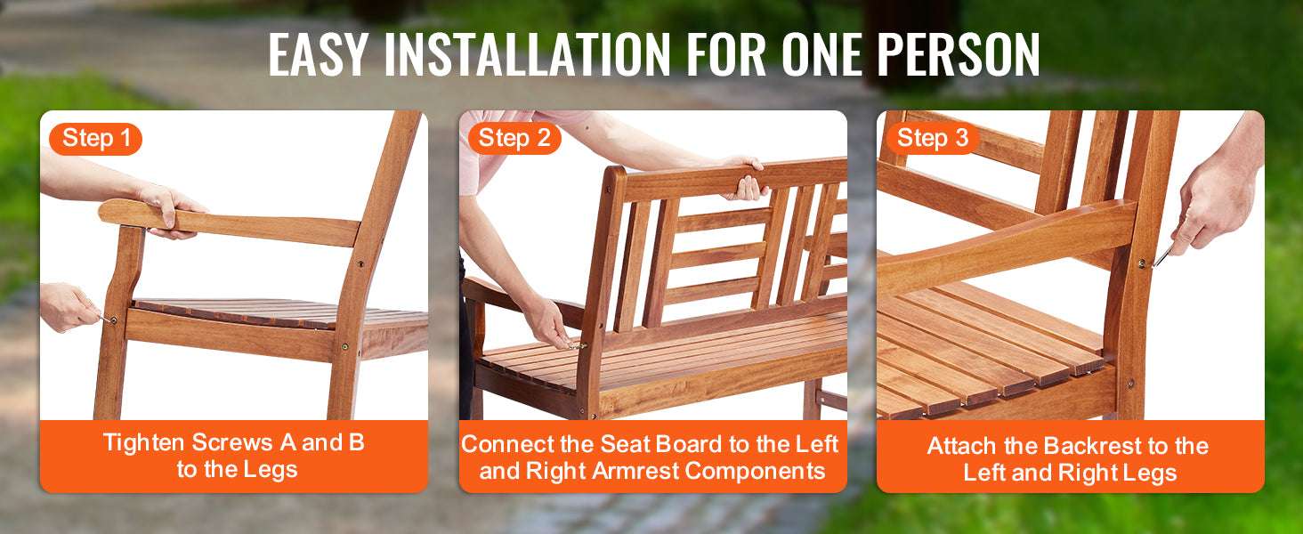 Outdoor Garden Bench with Backrest 480 lb Capacity Patio Seating-Metal C 127cm / france