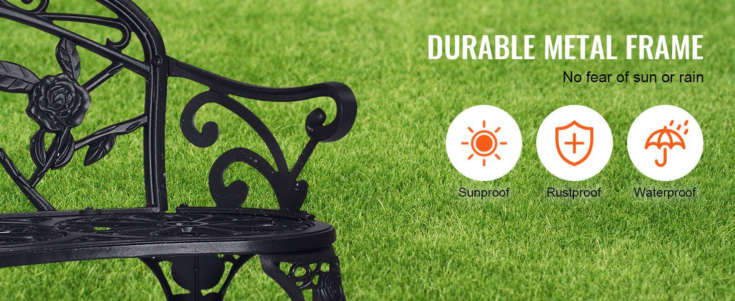 Outdoor Garden Bench with Backrest 480 lb Capacity Patio Seating-Metal C 127cm / france