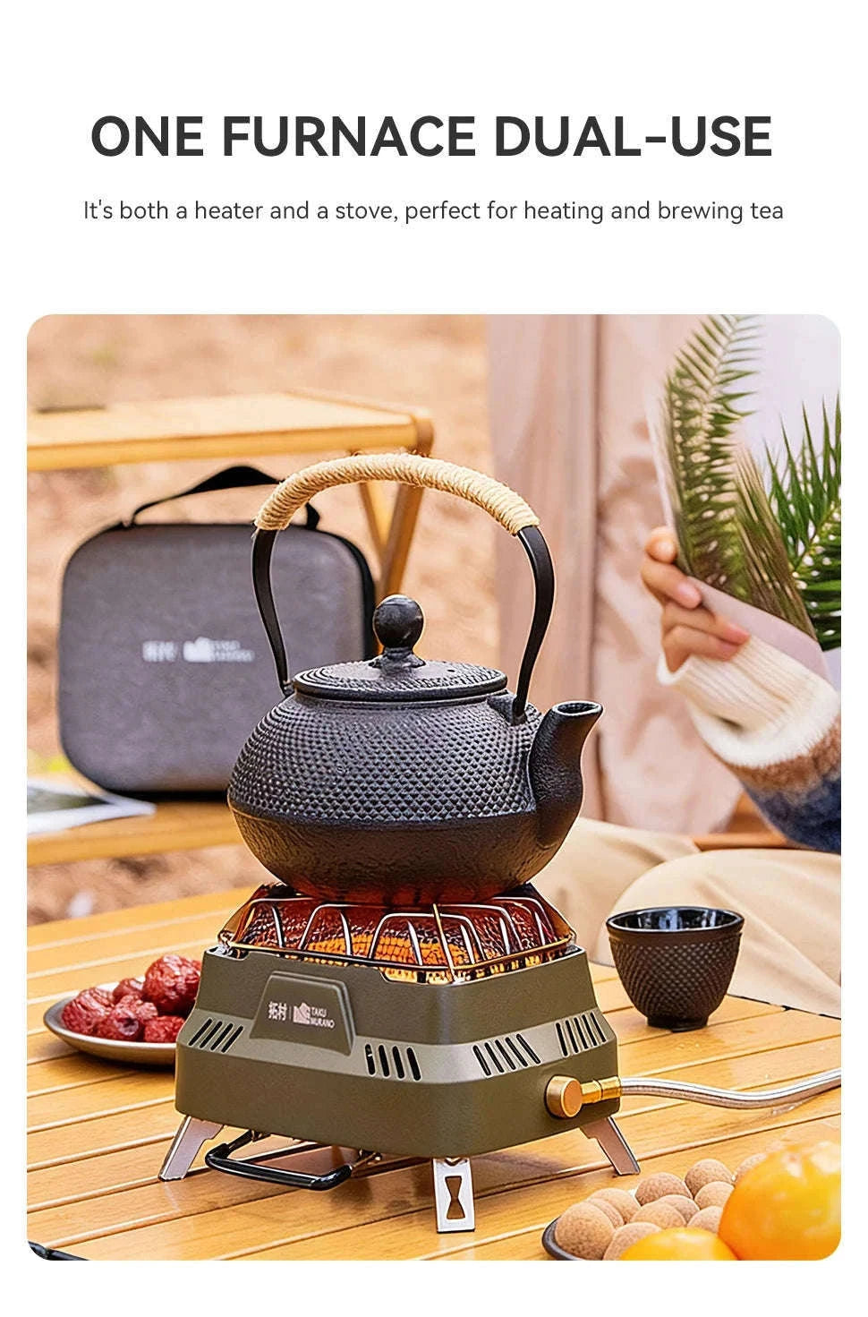 Outdoor Heating Stove 3500W Gas Camping Cooker Heater-Green