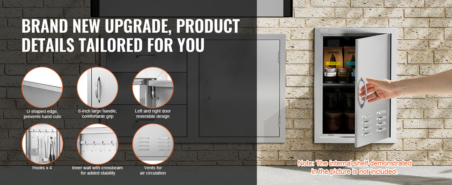 Stainless Steel BBQ Access Door Flush Mount with Reversible Design