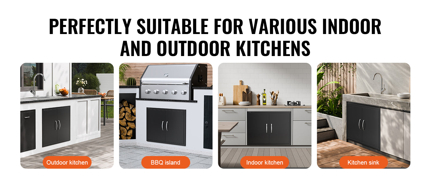 Stainless Steel BBQ Access Door Double Flush Mount Outdoor Cabinet Door