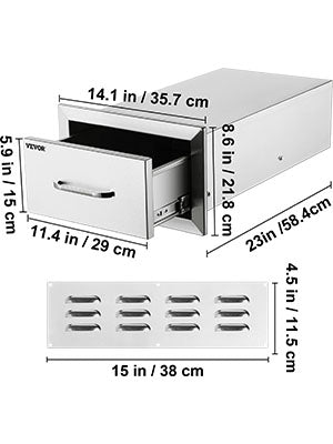 Stainless Steel Outdoor Kitchen Drawers Double Storage BBQ Island