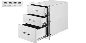 Tiroir triple en acier inoxydable pour rangement barbecue de cuisine extérieure
