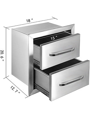 Stainless Steel Outdoor Kitchen Drawers Double Storage BBQ Island