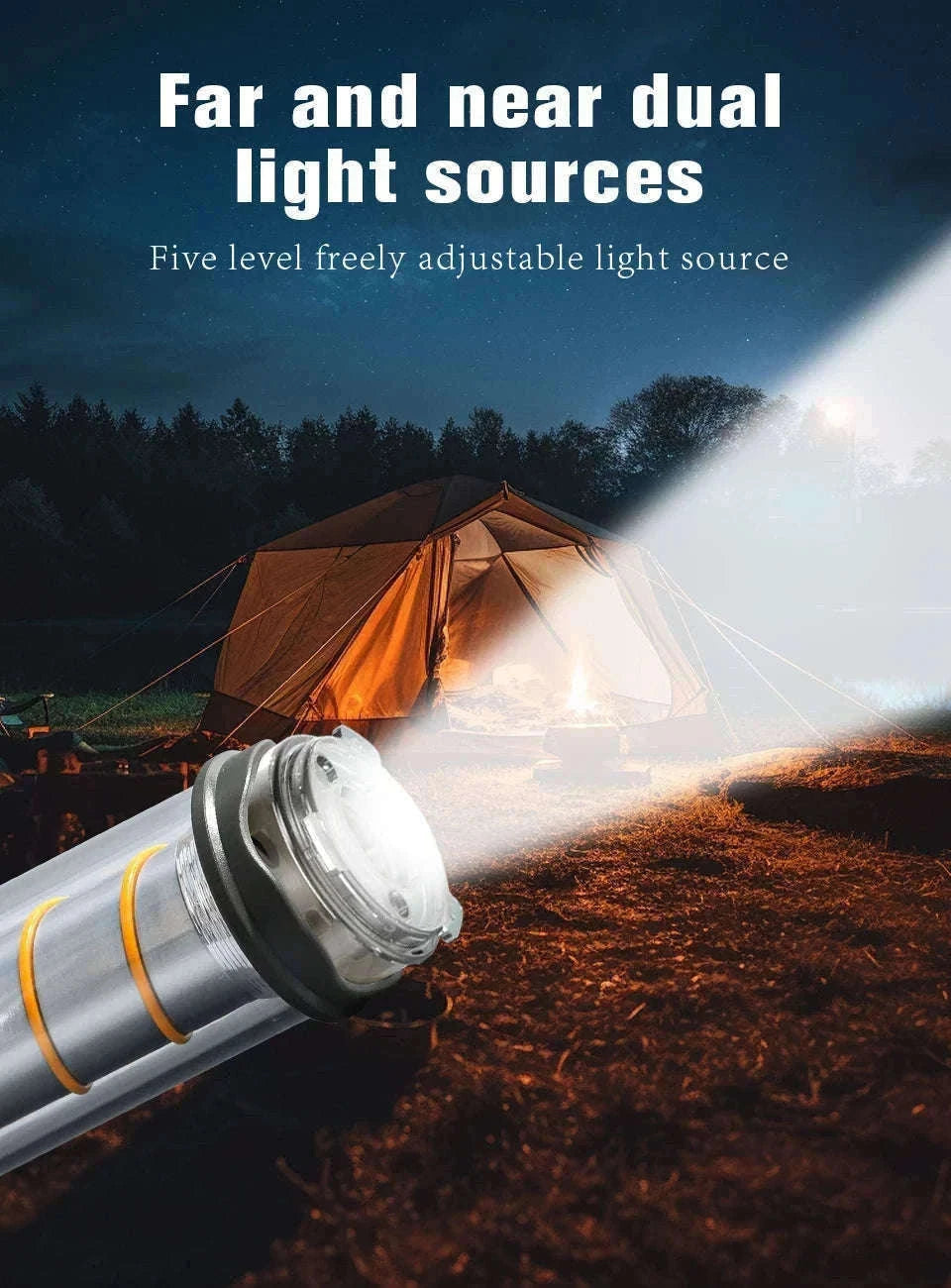 Outdoor LED Camping Light with Tripod, 5 Modes and USB Charging-RH storage bag