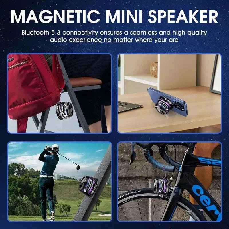Outdoor Magnetic Bluetooth Speaker with RGB Light and Phone Holder-White