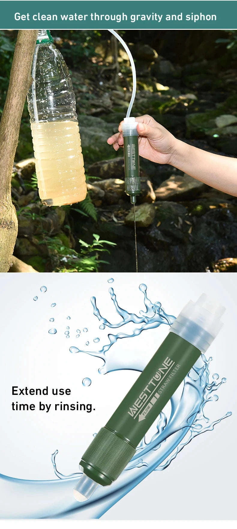 Outdoor Mini Filter Straw Water Purifier Set for Camping-Blue