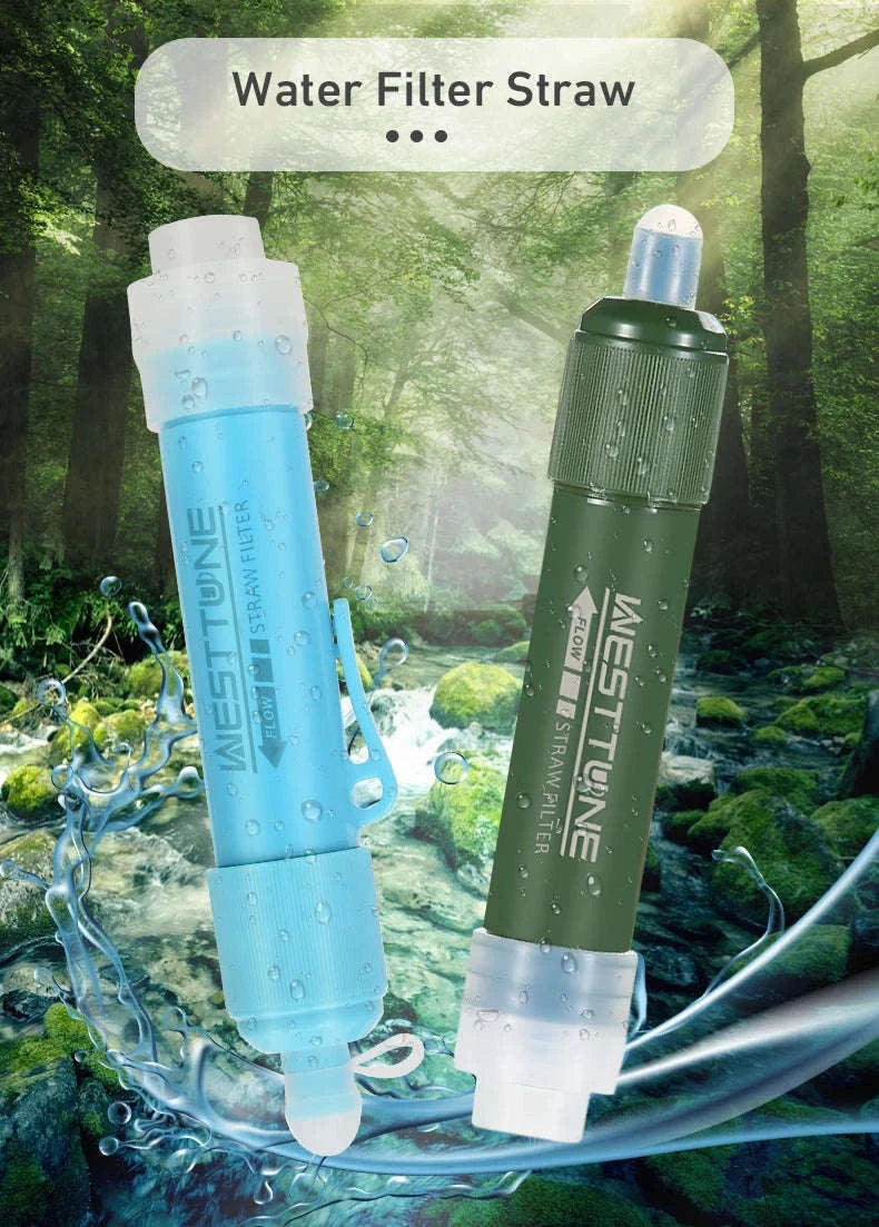 Outdoor Mini Filter Straw Water Purifier Set for Camping-Blue