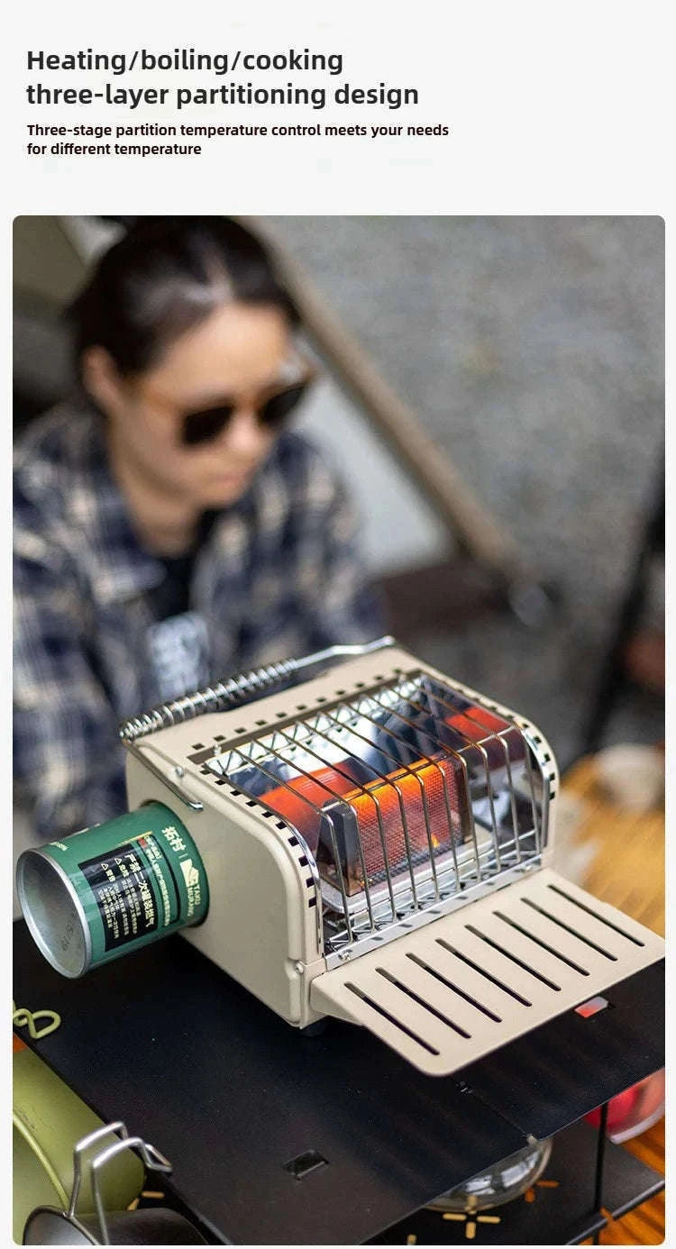 Outdoor Mini Heating Stove Portable Butane Burner-KHAKI