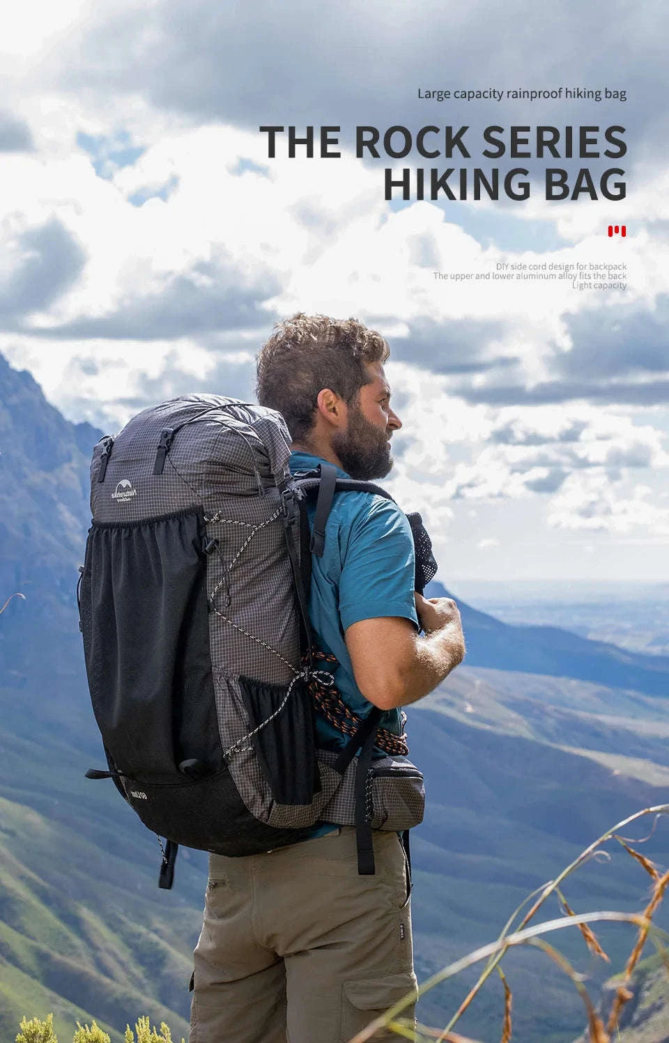 Outdoor Mountain Backpack 60+5L Waterproof with Rain Cover-60L Black / japan
