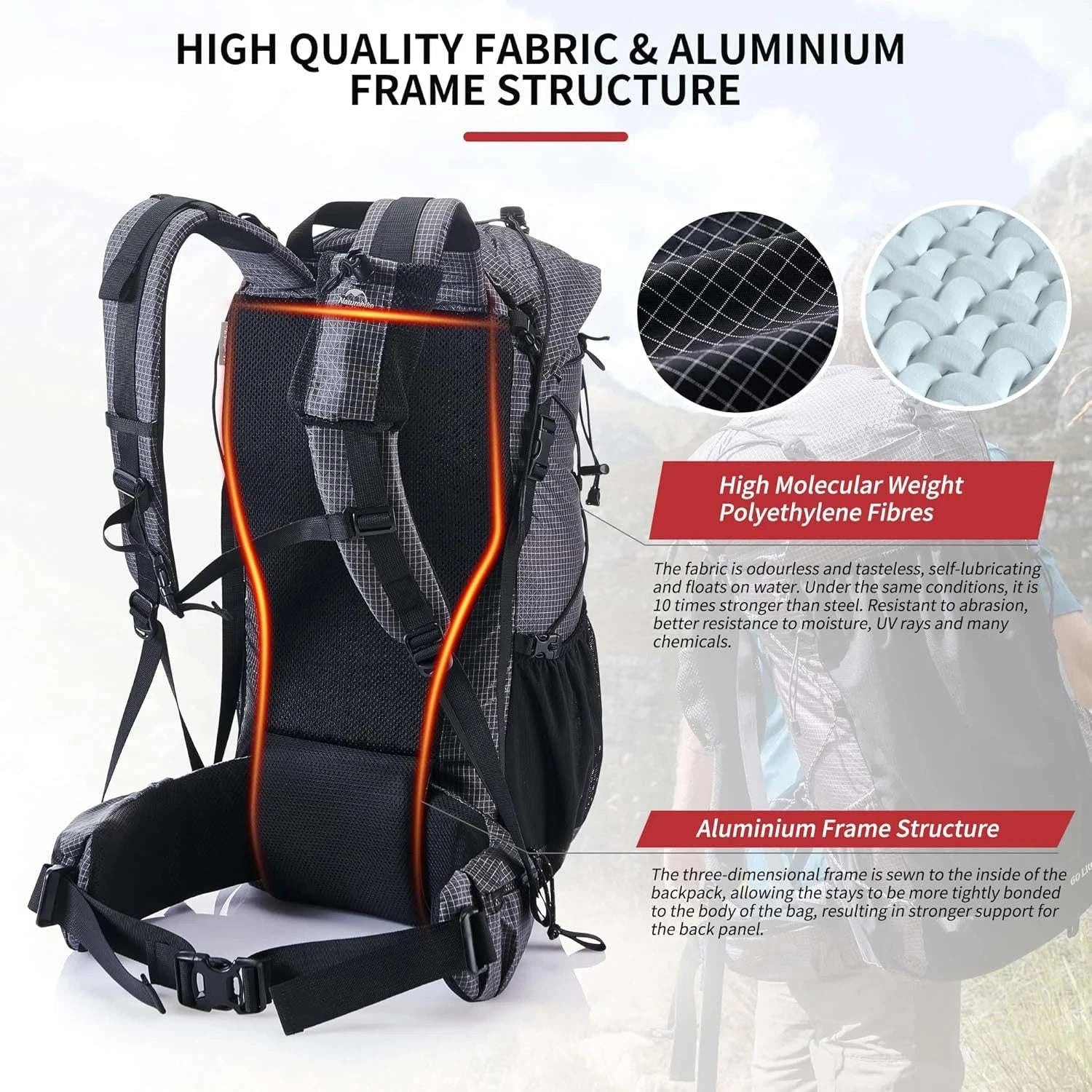 Outdoor Mountain Backpack 60+5L Waterproof with Rain Cover-60L Black / japan