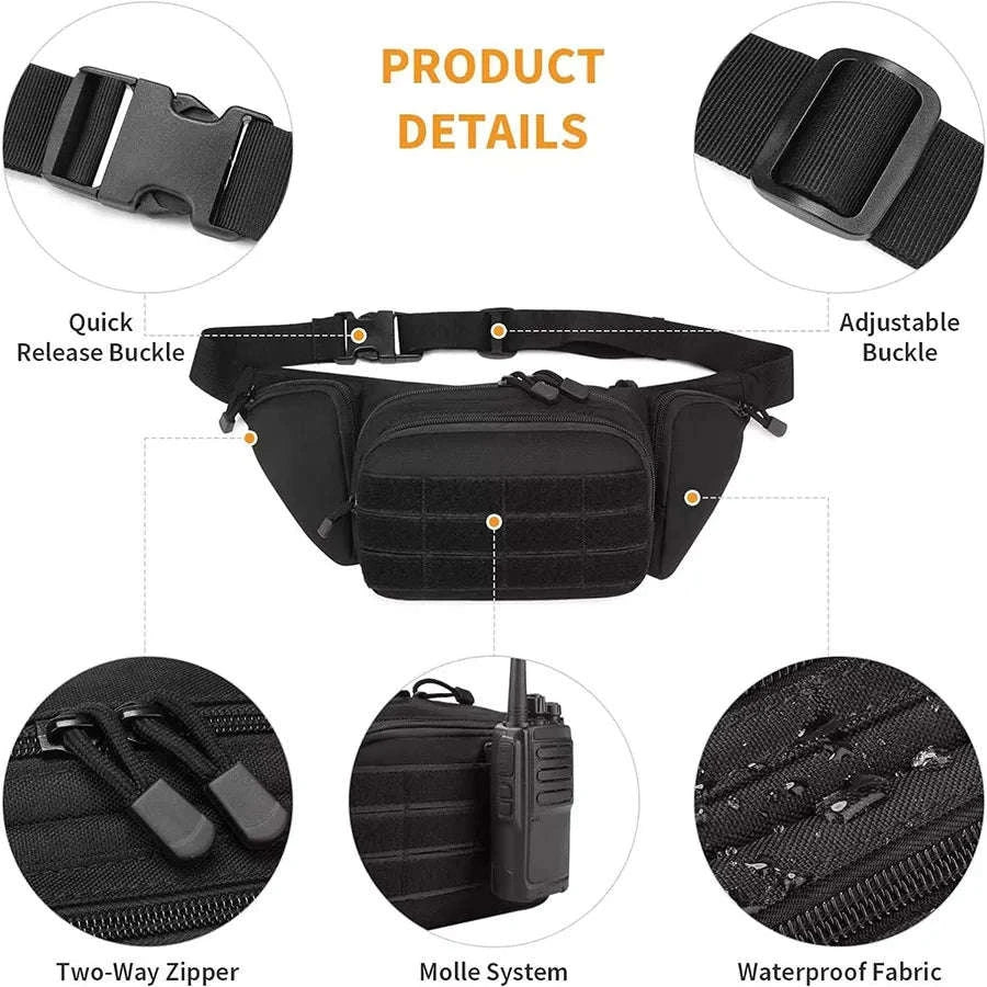 Outdoor Multifunctional Invisible Waist Bag for Men-Black
