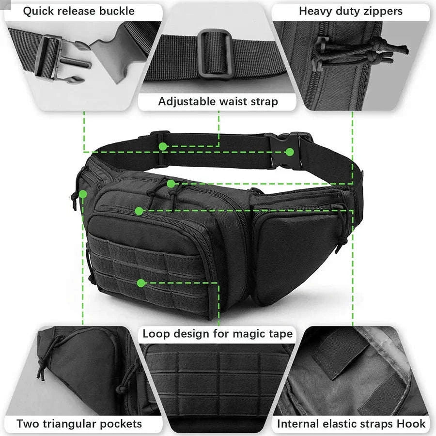 Outdoor Multifunctional Invisible Waist Bag for Men-Black