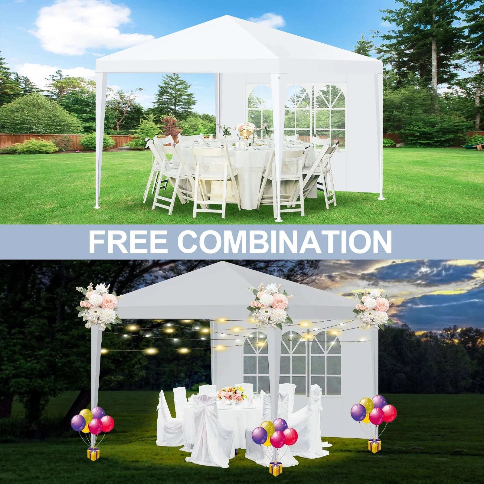 Outdoor Party Tent Canopy with Removable Sidewalls-White / 10x30ft / United States