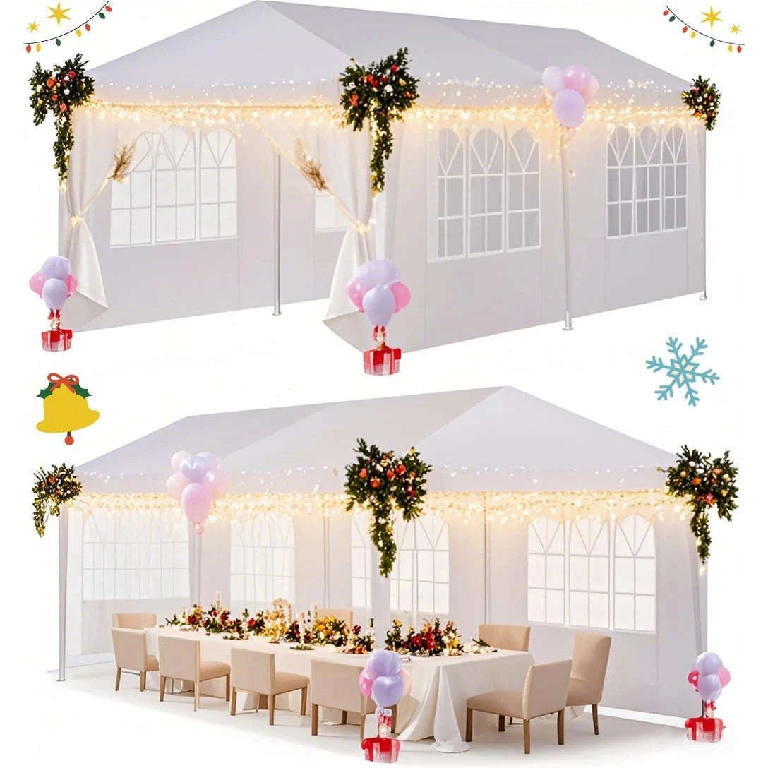Outdoor Party Tent Canopy with Removable Sidewalls-White / 10x30ft / United States
