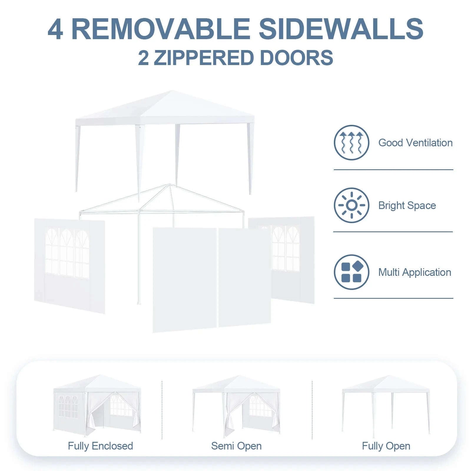 Outdoor Party Tent Canopy with Removable Sidewalls-White / 10x30ft / United States