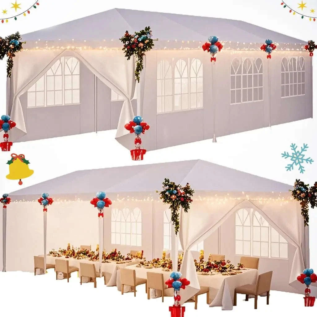 Outdoor Party Tent Canopy with Removable Sidewalls-White / 10x30ft / United States