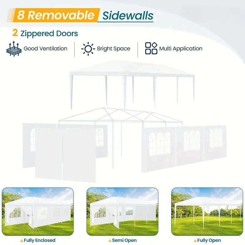 Outdoor Party Tent Canopy with Removable Sidewalls-White / 10x30ft / United States