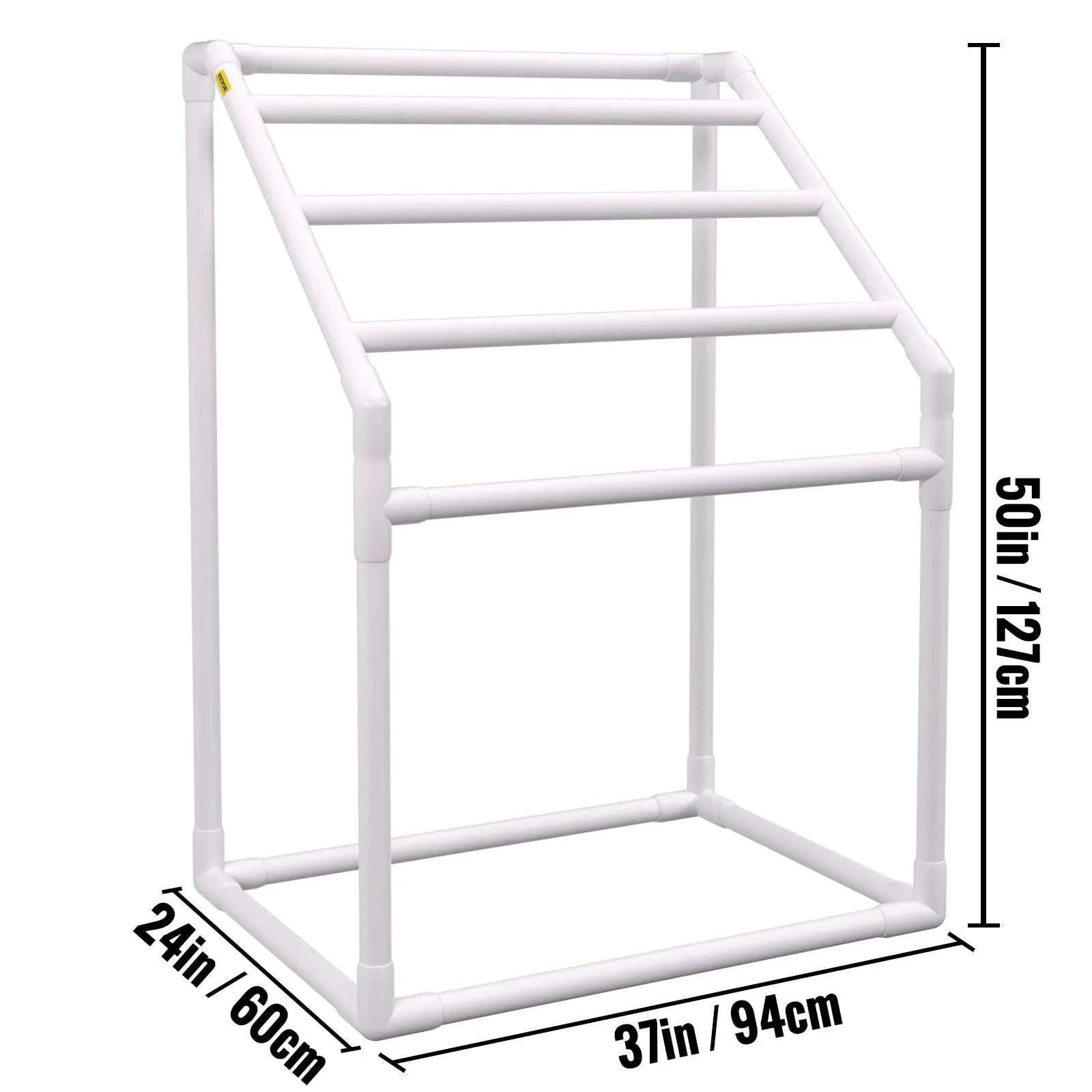 Outdoor Pool Towel Rack with 5–8 Bars, PVC Freestanding Organizer-T Shape 5 Bar / United States