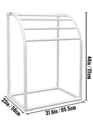 Outdoor Pool Towel Rack with 5–8 Bars, PVC Freestanding Organizer-T Shape 5 Bar / United States