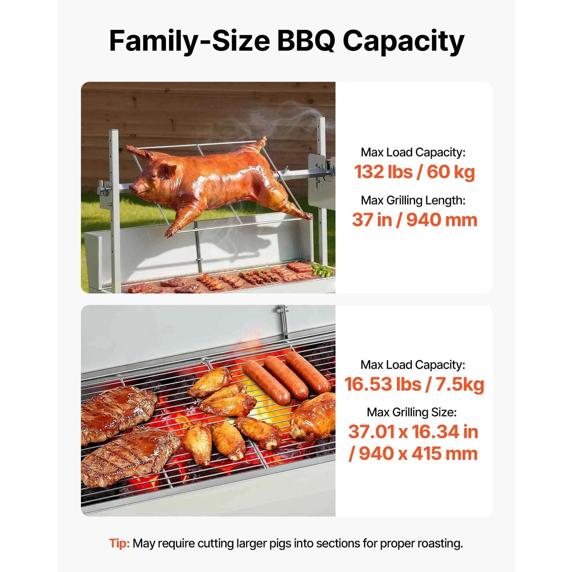 Outdoor Rotisserie Grill with 132 lbs Load Capacity-37inch / spain