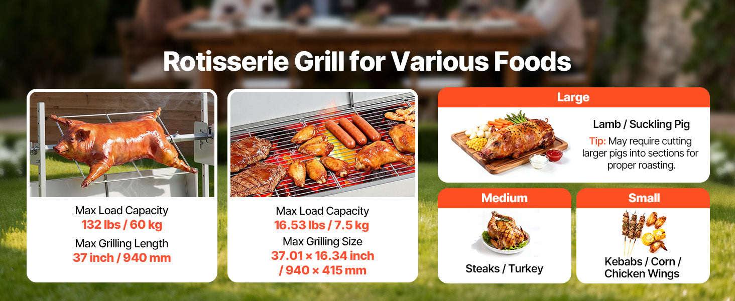 Outdoor Rotisserie Grill with 132 lbs Load Capacity-37inch / spain