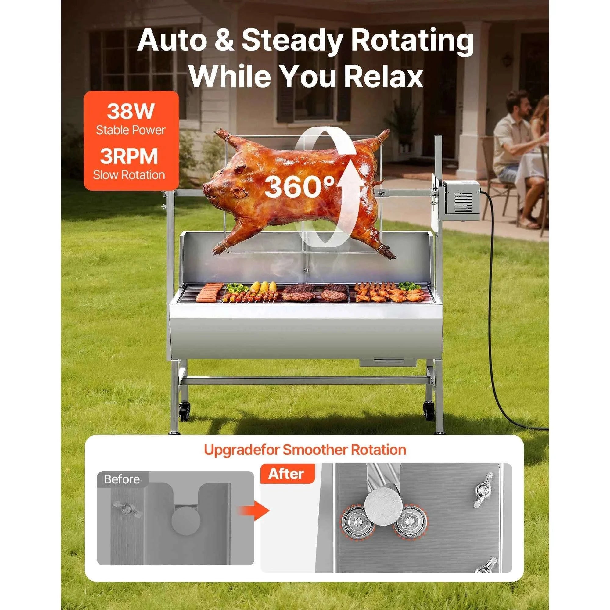 Outdoor Rotisserie Grill with 132 lbs Load Capacity-37inch / spain