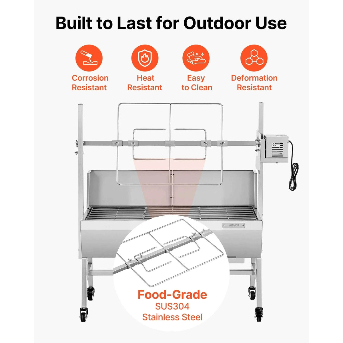 Outdoor Rotisserie Grill with 132 lbs Load Capacity-37inch / spain