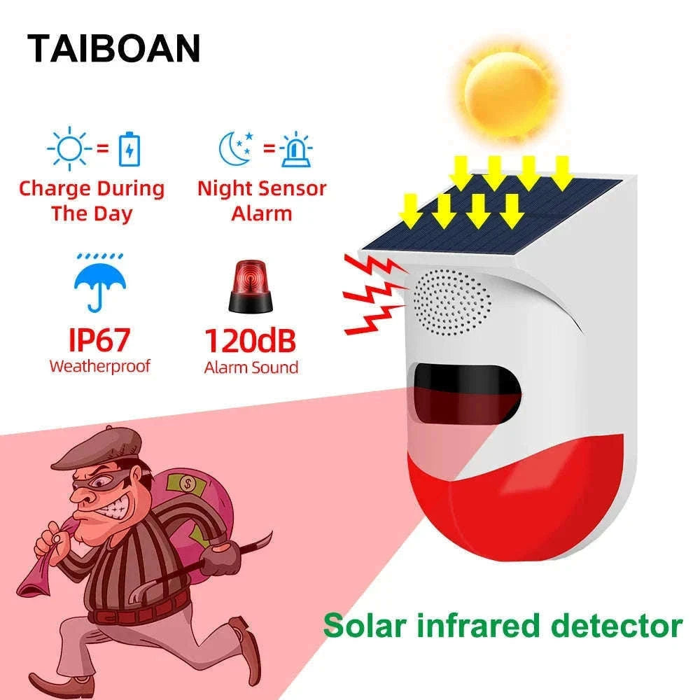 Outdoor Solar PIR Infrared Alarm with WiFi, 433MHz Options-CT80D