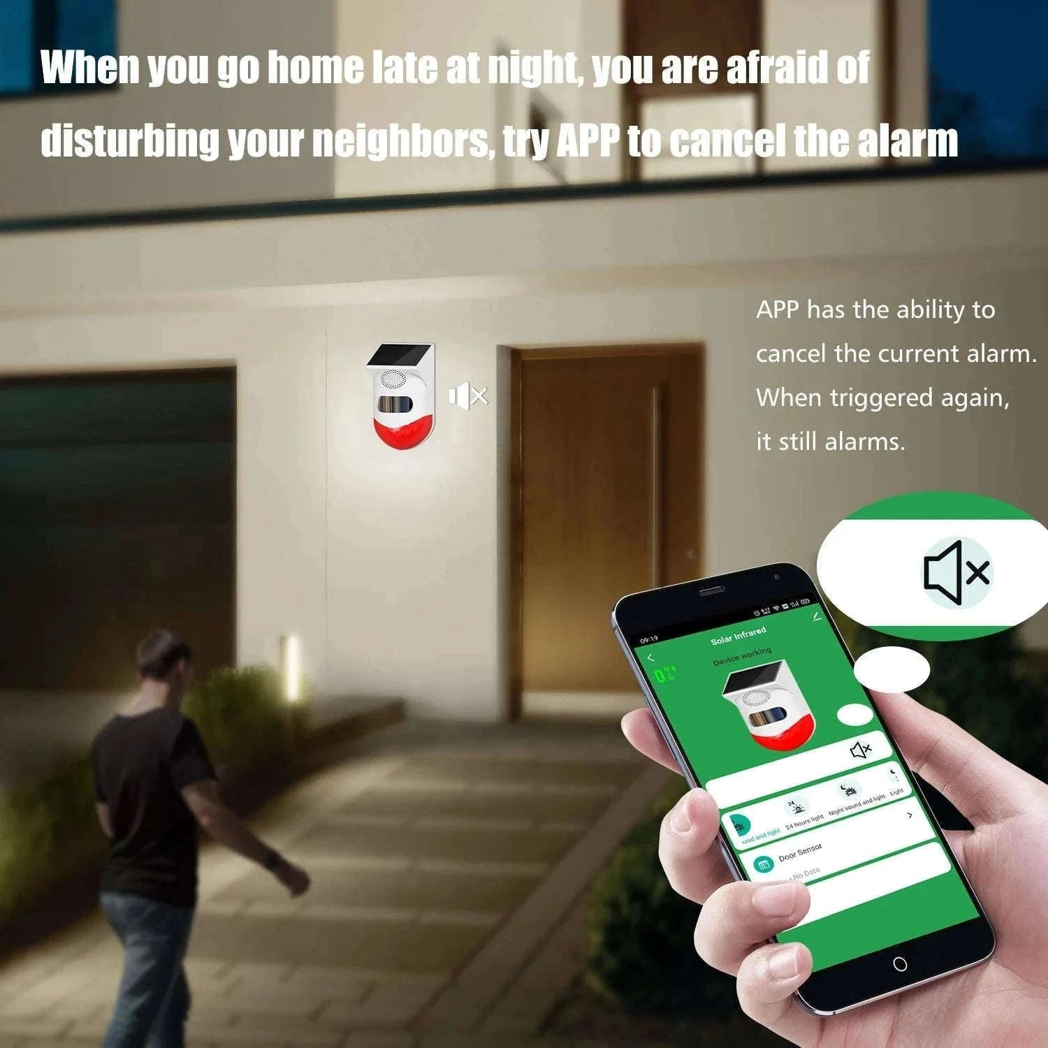 Outdoor Solar PIR Infrared Alarm with WiFi, 433MHz Options-CT80D