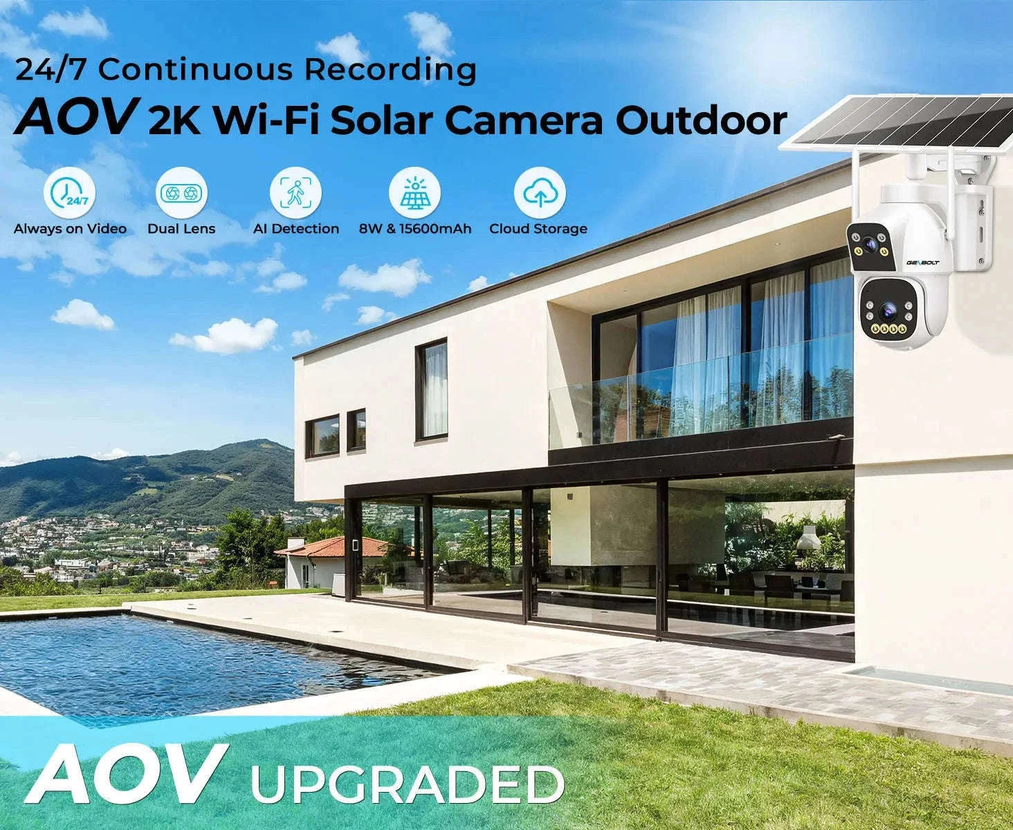 Outdoor Solar Security Camera with Dual Motion Detection and Night Vision-PIR-GB217H-WIFI / Mexico