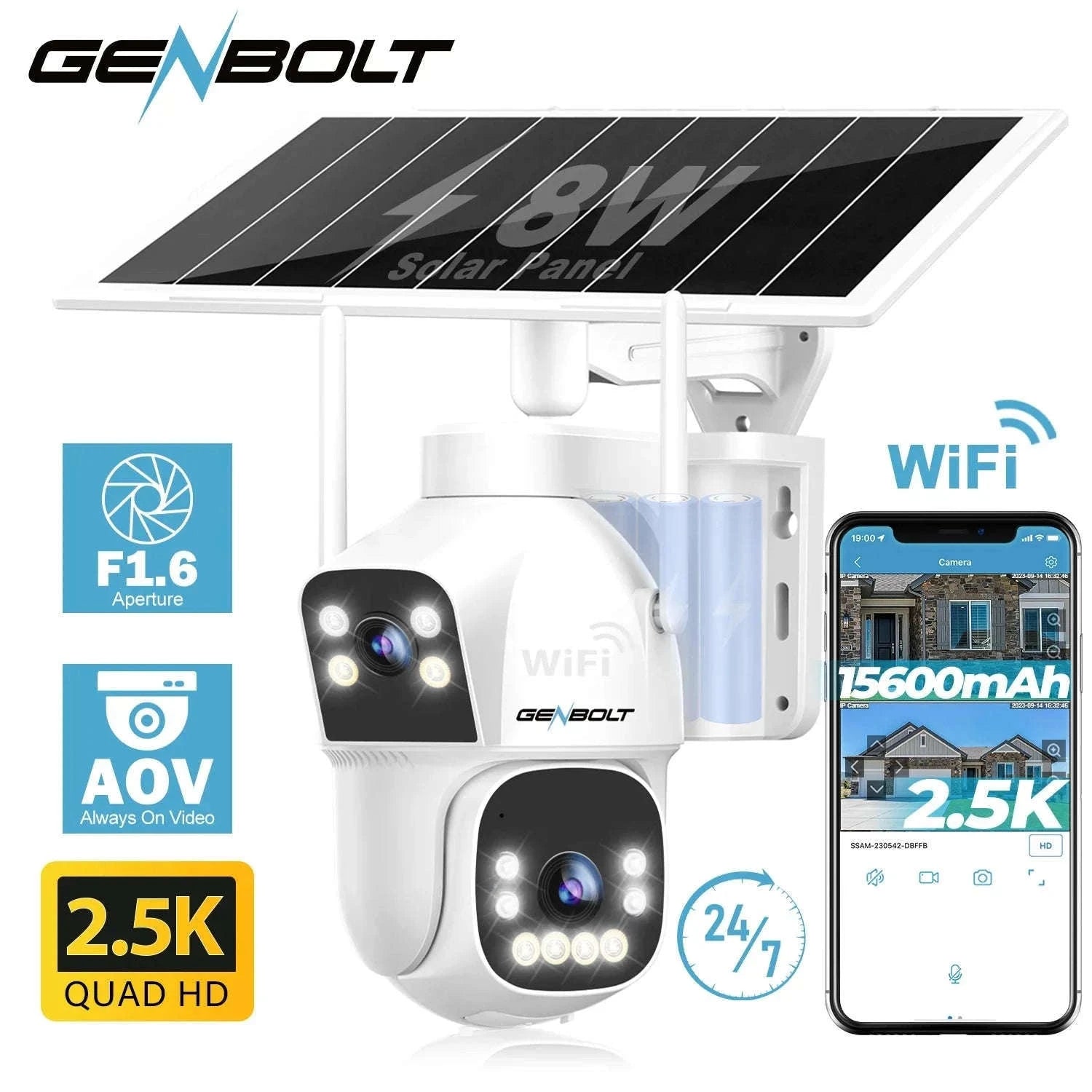 Outdoor Solar Security Camera with Dual Motion Detection and Night Vision-PIR-GB217H-WIFI / Mexico