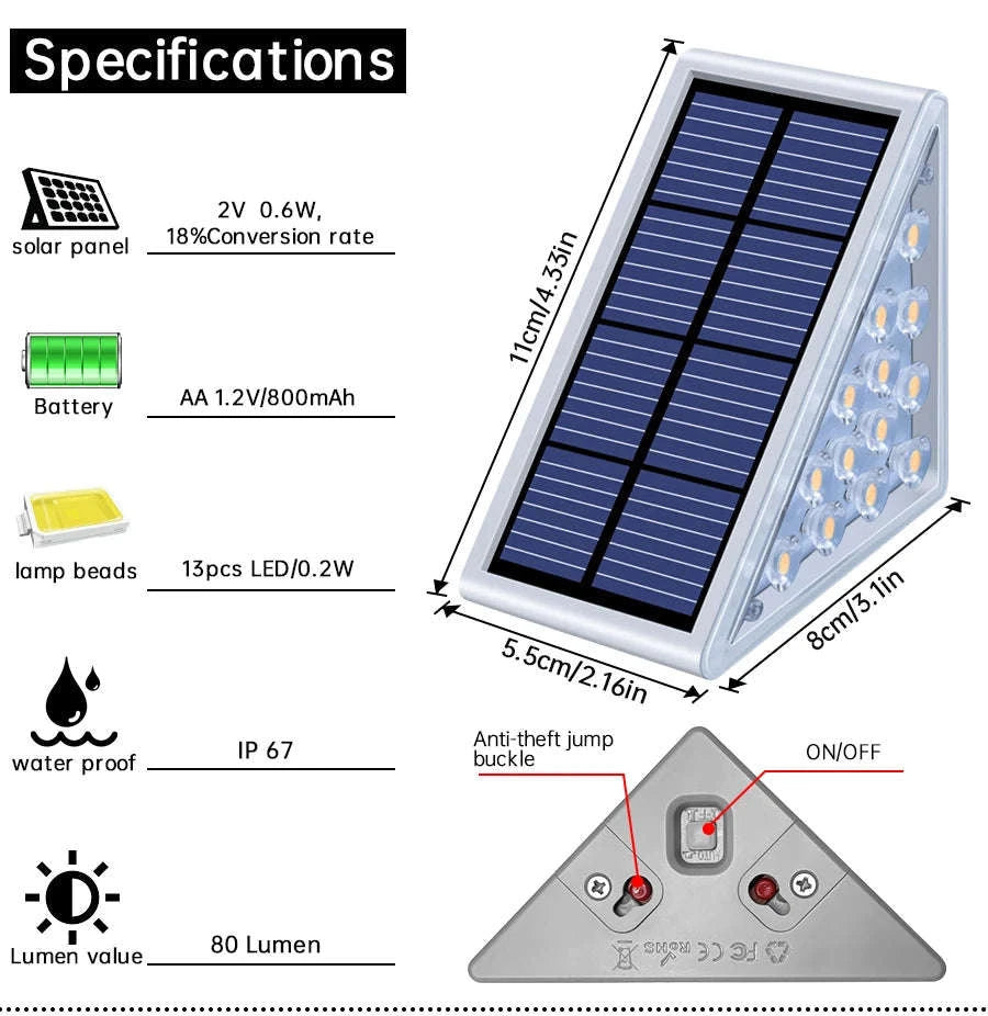 Outdoor Solar Step Lamp-6pcs / Warm white