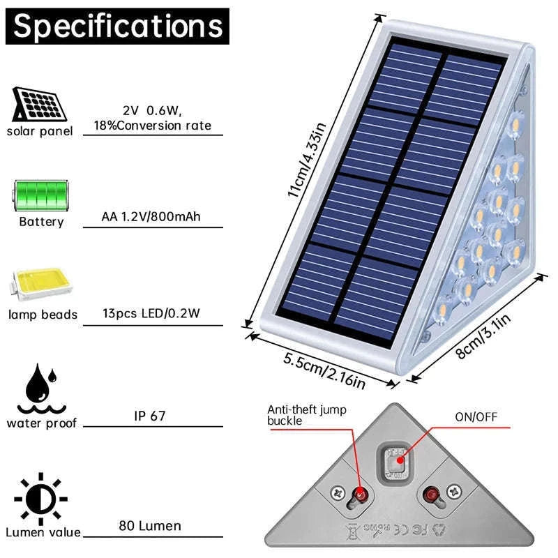 Outdoor Solar Step Lamp for Safer Paths and Stairs-6pcs / Warm white