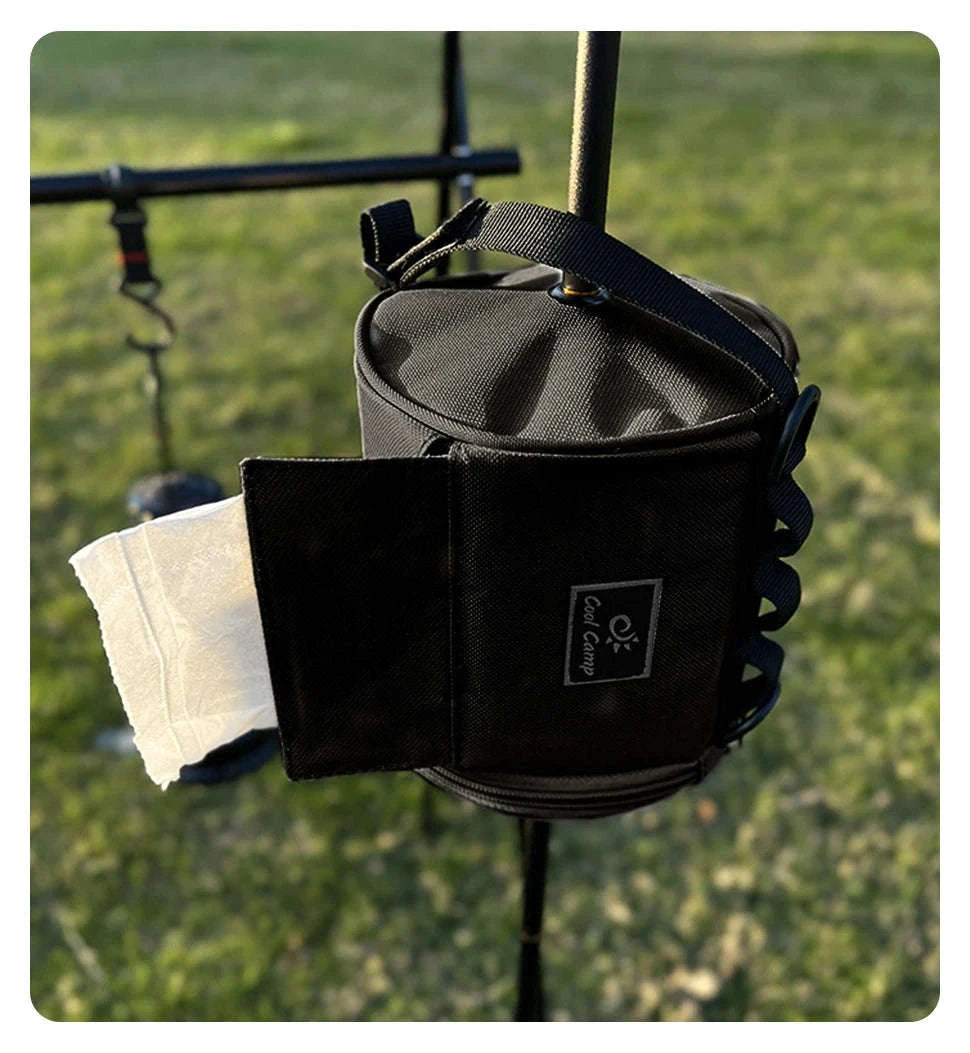 Outdoor Tissue Case with Hook for Travel Roll Paper Storage-Khaki-M