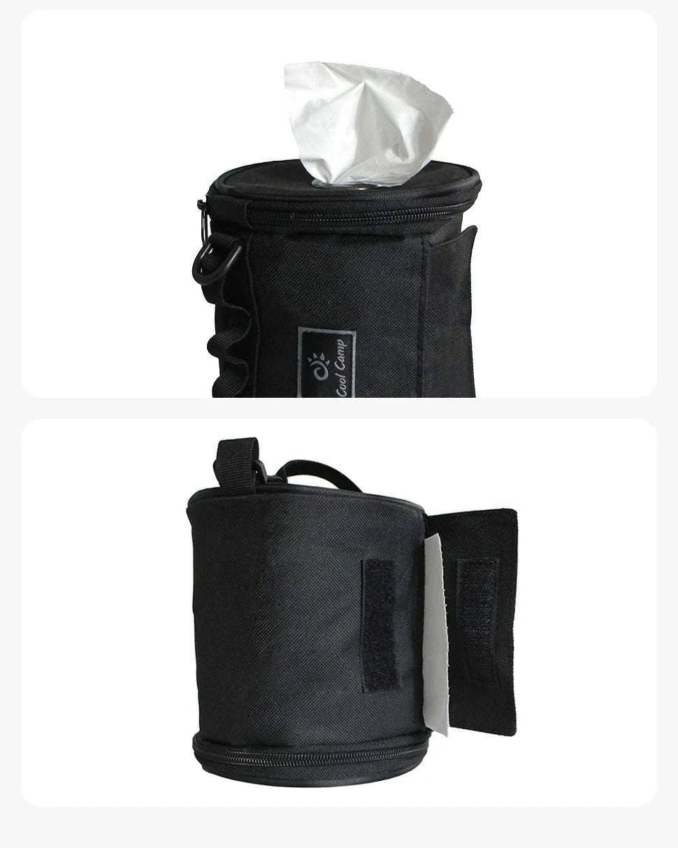 Outdoor Tissue Case with Hook for Travel Roll Paper Storage-Khaki-M