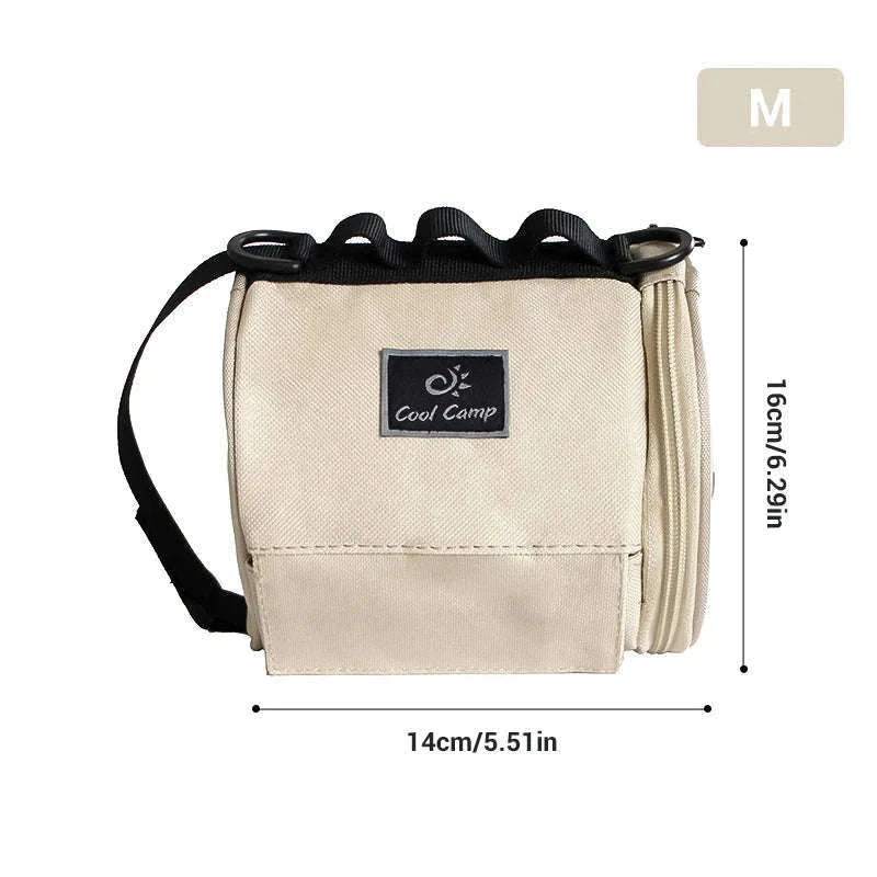 Outdoor Tissue Case with Hook for Travel Roll Paper Storage-Khaki-M
