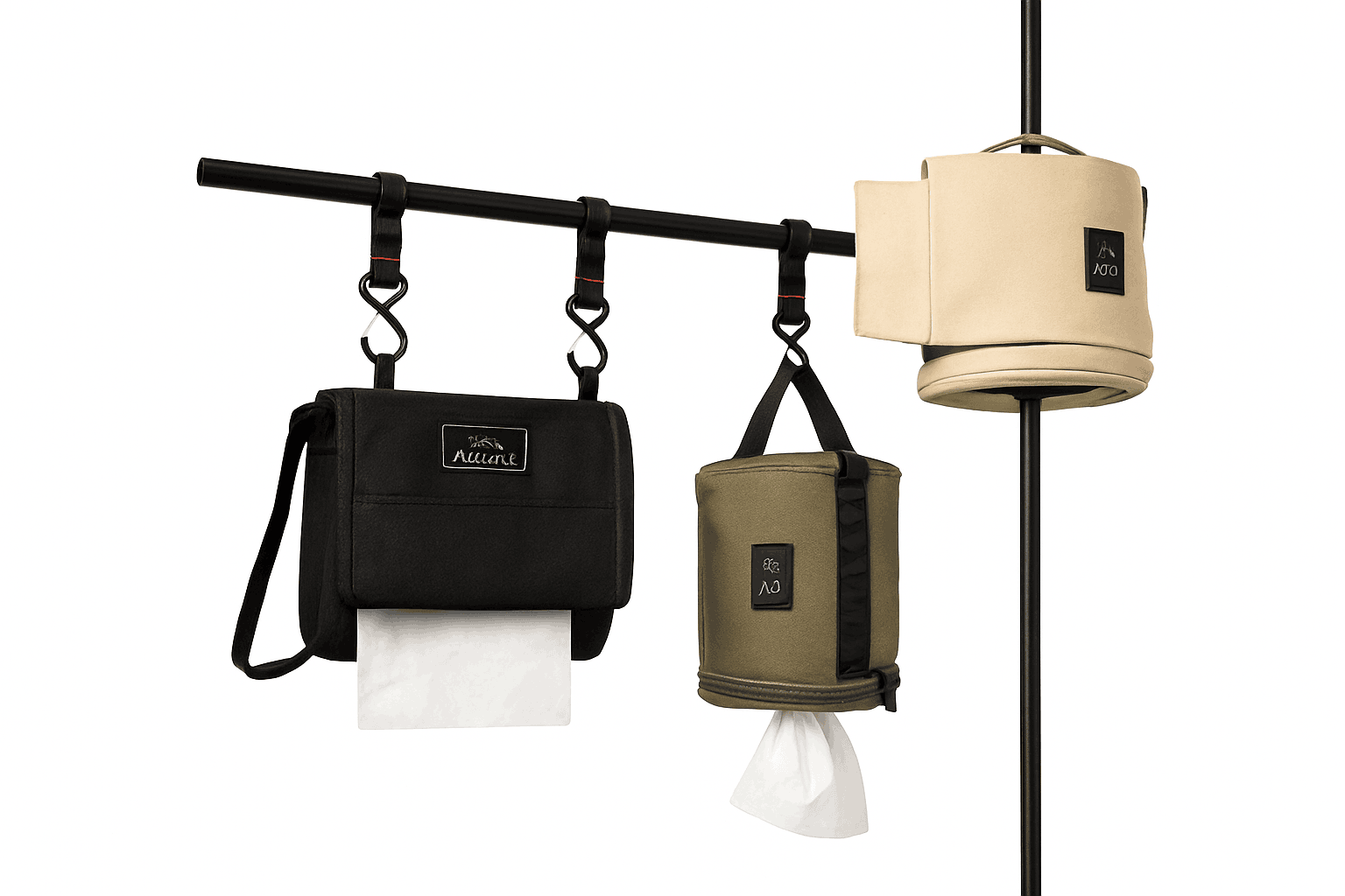 Outdoor Tissue Case with Hook for Travel Roll Paper Storage-Khaki-M