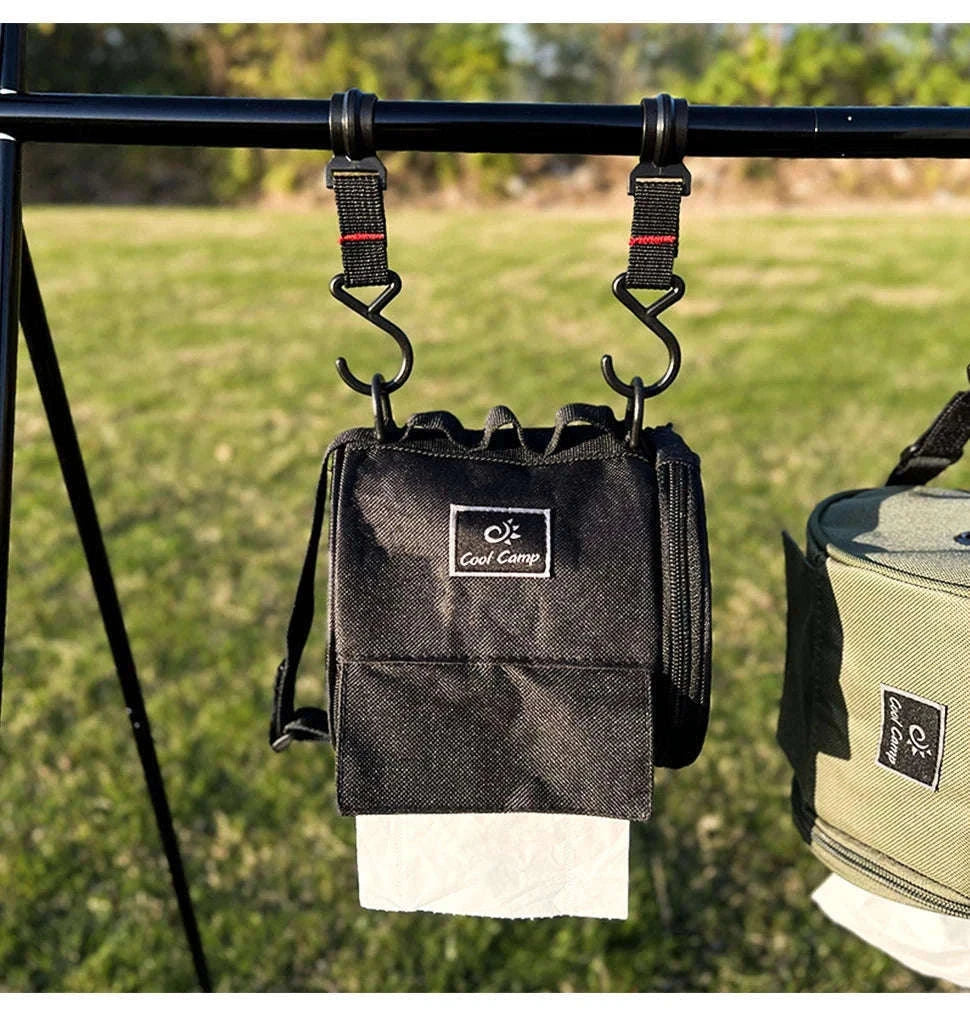 Outdoor Tissue Case with Hook for Travel Roll Paper Storage-Khaki-M