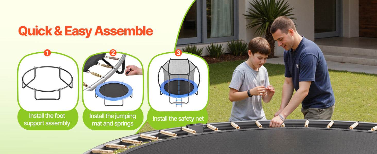 Vonkajšia trampolína s ochrannou sieťou 8–14 FT, odolná sada pre deti