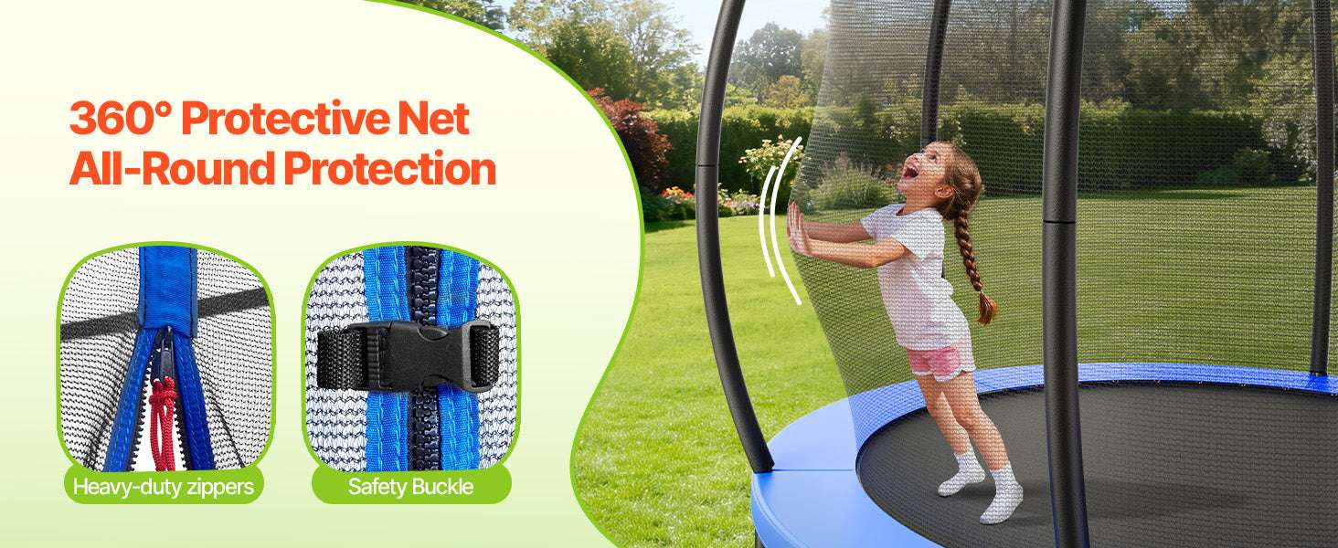 Outdoor Trampoline with Enclosure Net 8–14FT Heavy-Duty Kids Set-8FT / United States