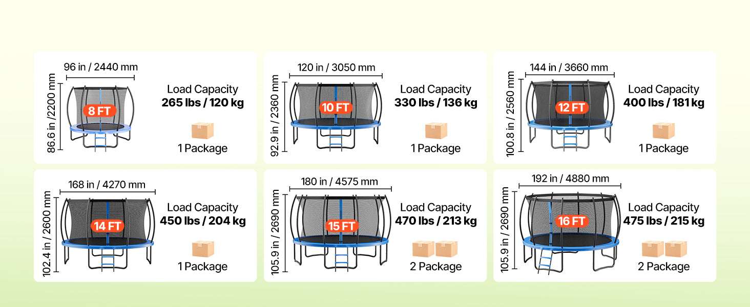 Outdoor Trampoline with Enclosure Net 8–14FT Heavy-Duty Kids Set-8FT / United States