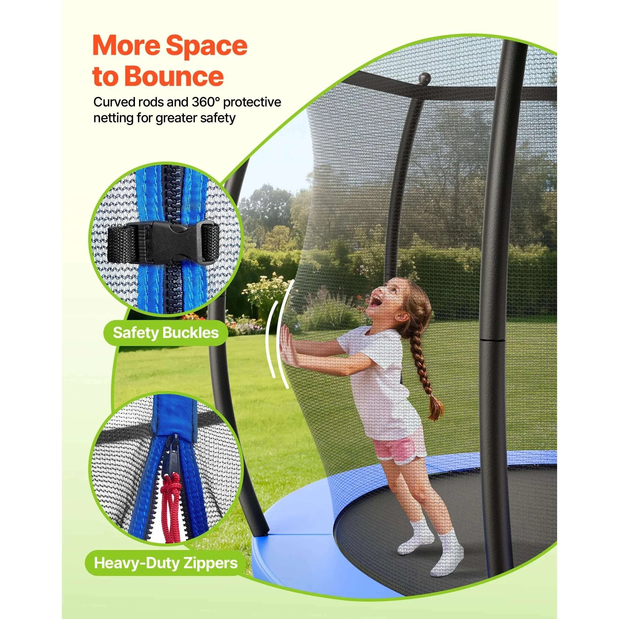 Outdoor Trampoline with Enclosure Net 8–14FT Heavy-Duty Kids Set-8FT / United States