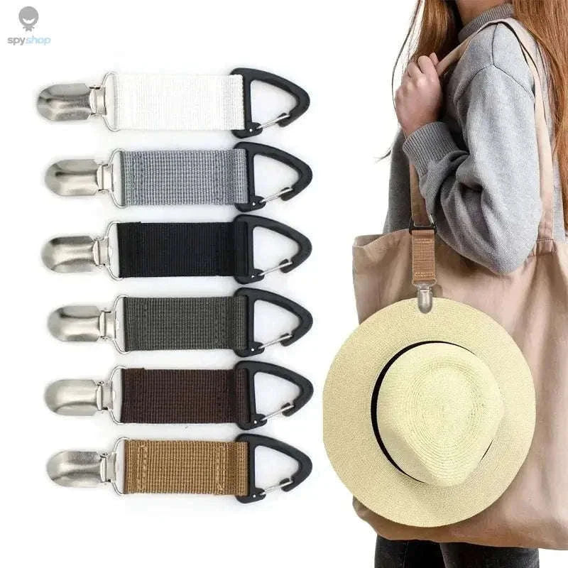 Outdoor Travel Straw Hat Clip for Hands-Free Hat Carrying-gray