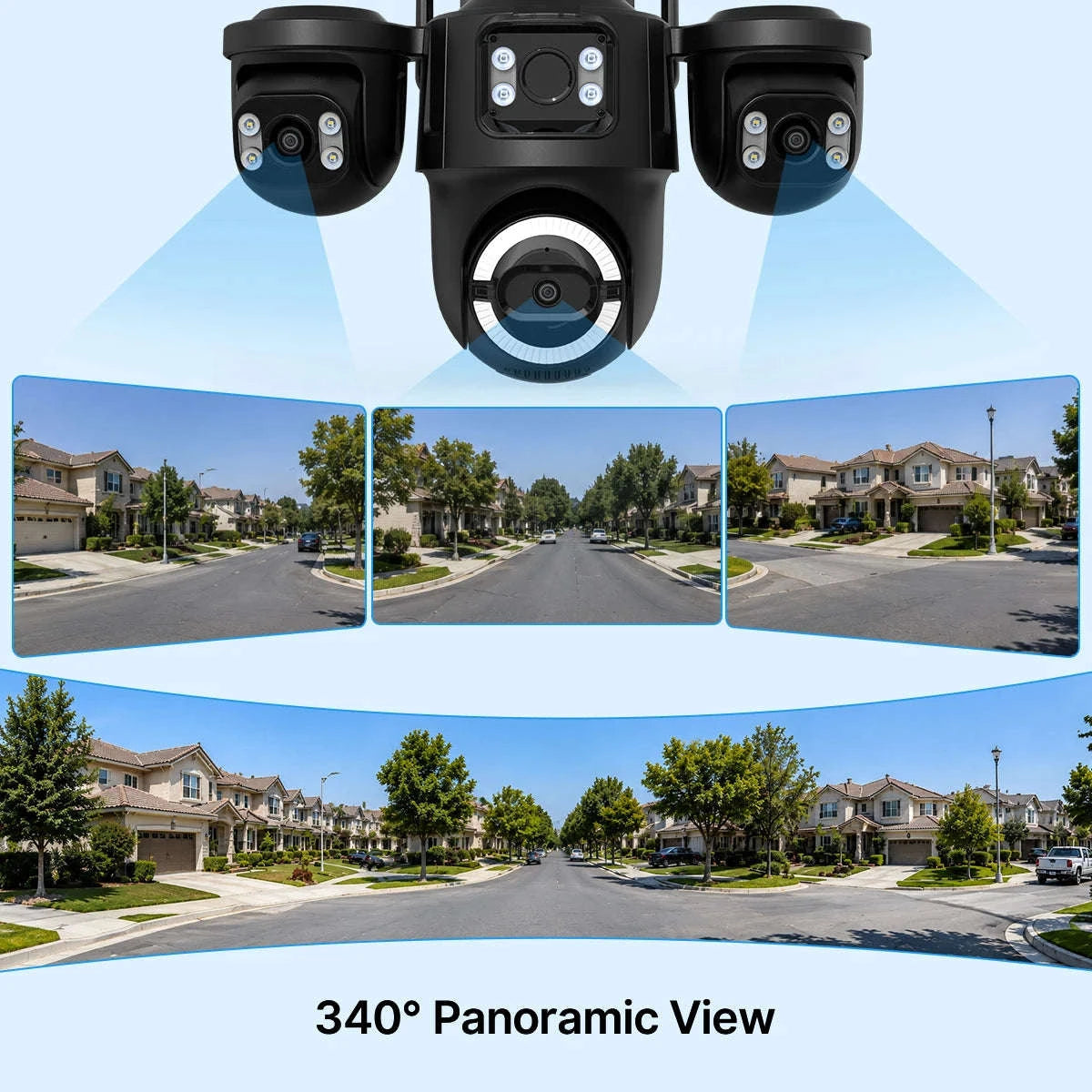 Outdoor Triple-Lens PTZ WiFi IP Camera with AI Motion Detection-Camera NO Card / EU Plug / Poland